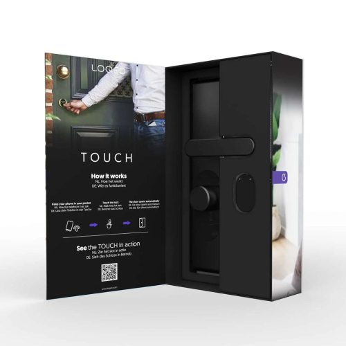 Shelly LOQED érintős okos Wi-Fi + Bluetooth zár, fekete színű